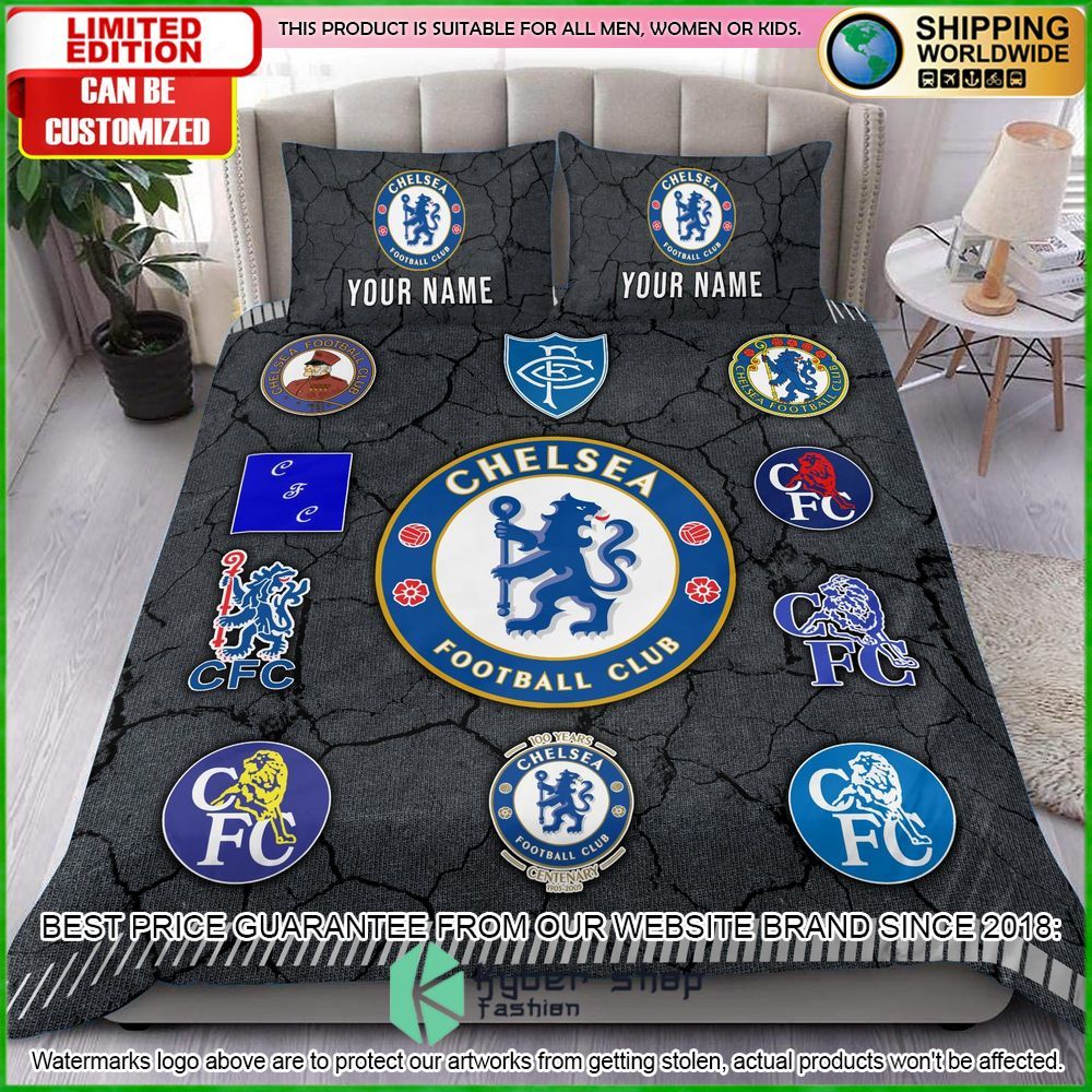 Chelsea Logo History Custom Name Crack Bedding Set - LIMITED EDITION