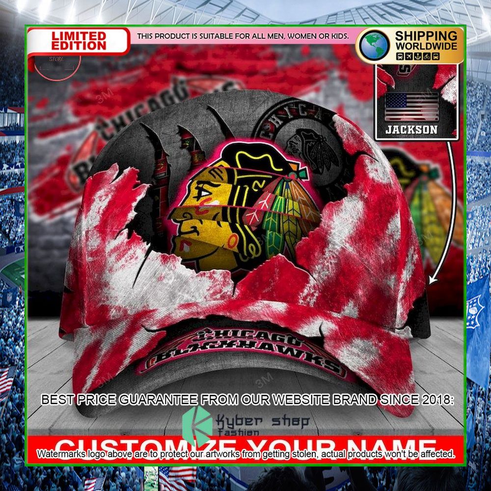 chicago blackhawks skull nhl custom name cap limited edition gvnoo