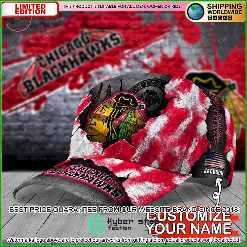 chicago blackhawks skull nhl custom name cap limited edition qtjou