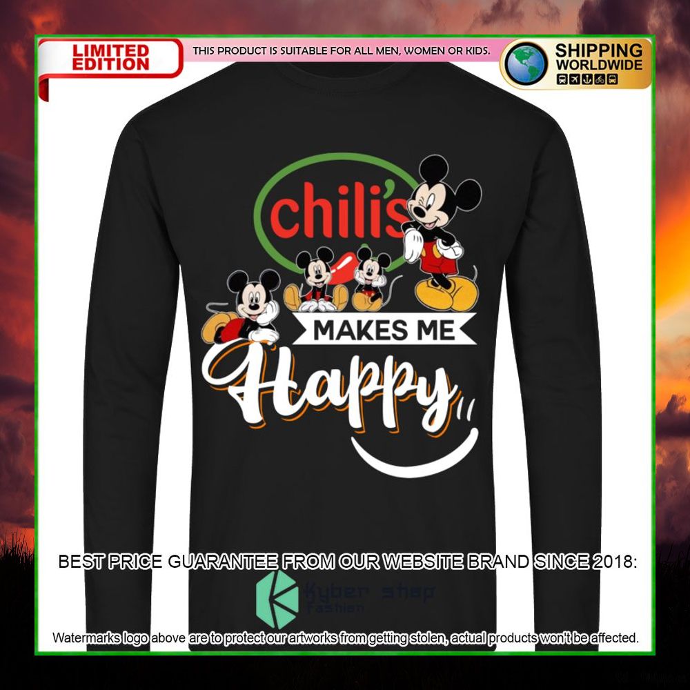 chilis mickey mouse makes me happy hoodie shirt limited edition 3ccq9