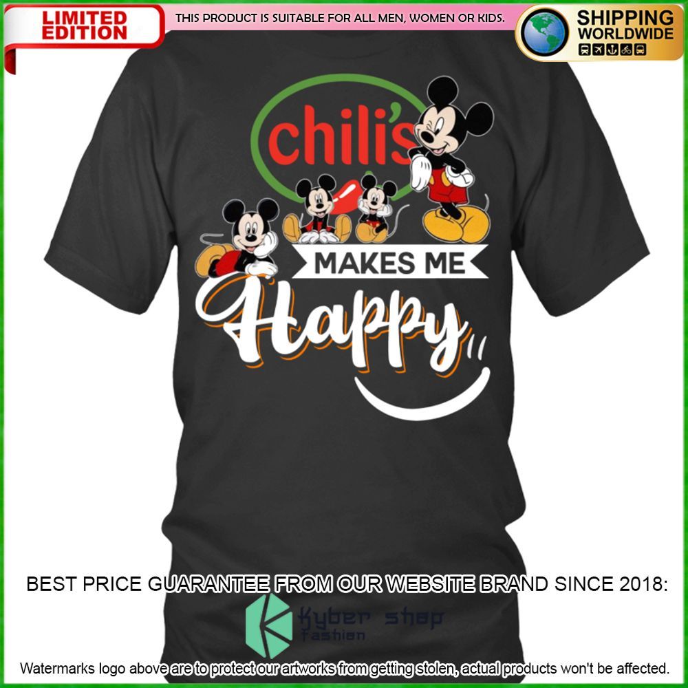 Chili's Mickey Mouse Makes Me Happy Hoodie, Shirt - LIMITED EDITION