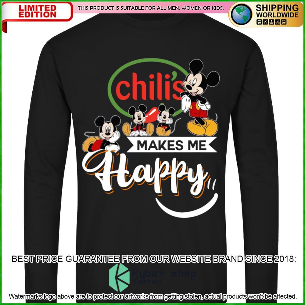chilis mickey mouse makes me happy hoodie shirt limited edition fqu9d