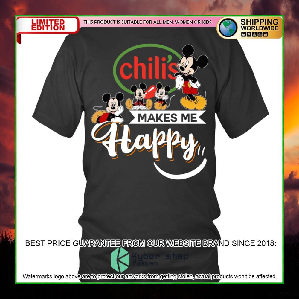 chilis mickey mouse makes me happy hoodie shirt limited edition mmgqu