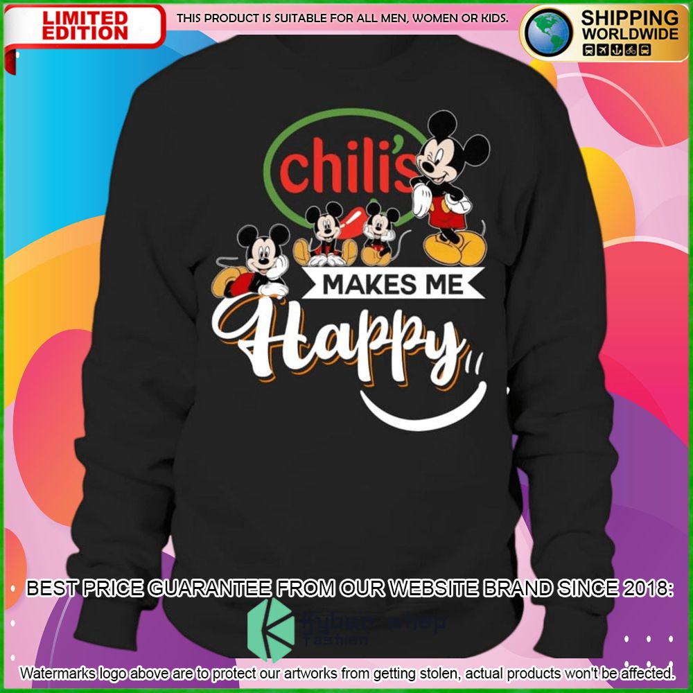 chilis mickey mouse makes me happy hoodie shirt limited edition pyo7c