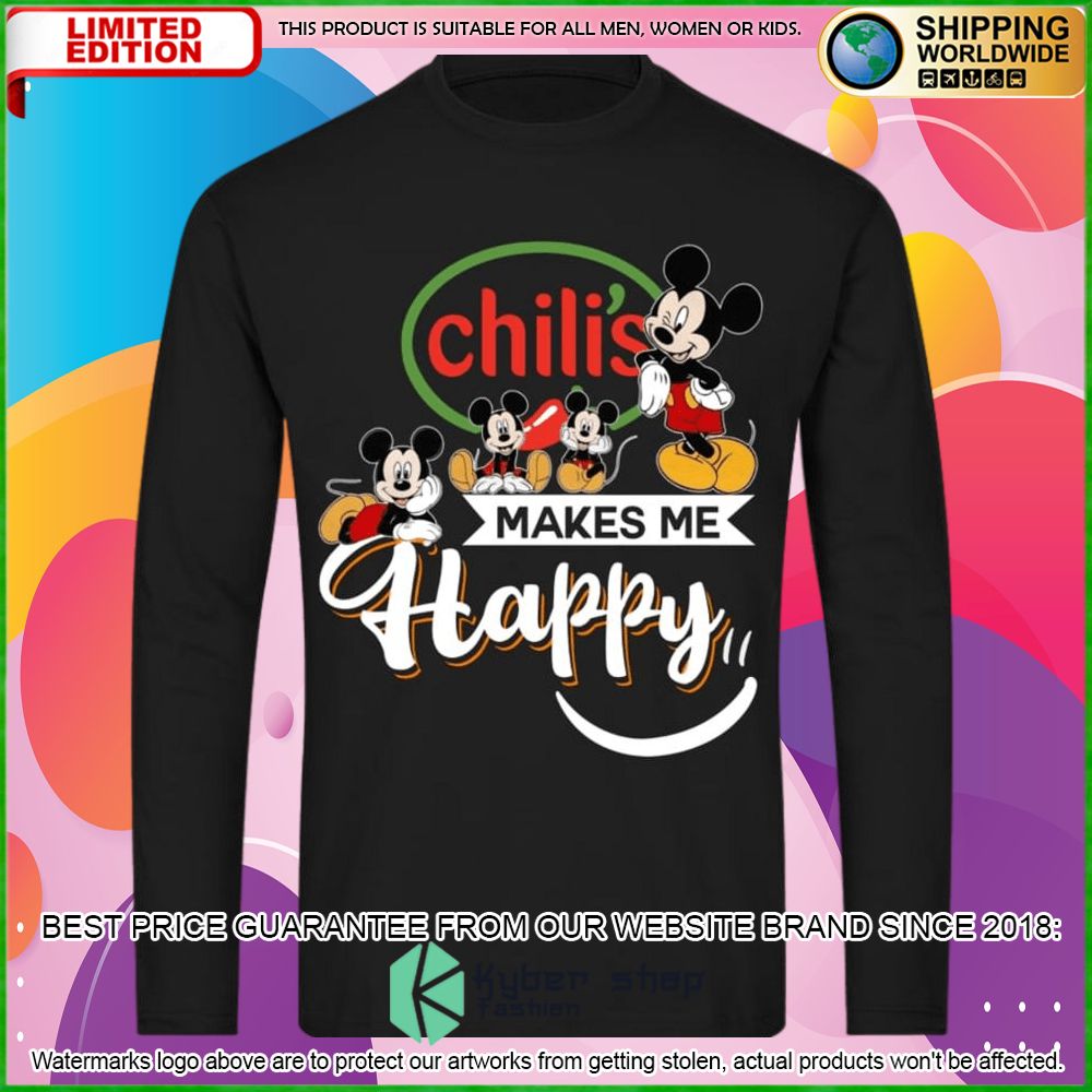 chilis mickey mouse makes me happy hoodie shirt limited edition wz9eo