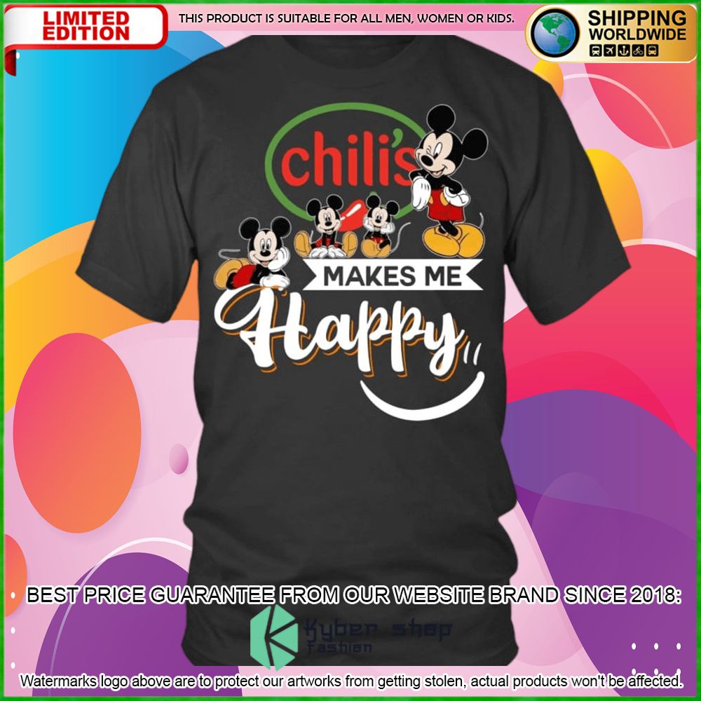 chilis mickey mouse makes me happy hoodie shirt limited edition zui2a