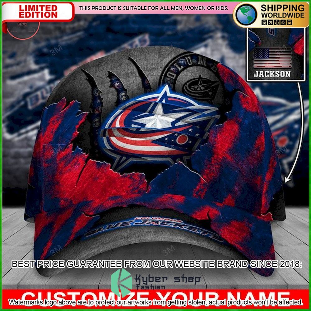 Columbus Blue Jackets Skull NHL Custom Name Cap - LIMITED EDITION