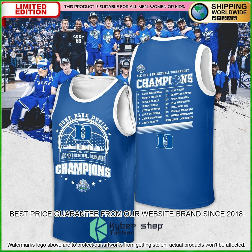 Duke Blue Devils 2023 ACC Men’s Basketball Conference Tournament Champions Tank Top - LIMITED EDITION