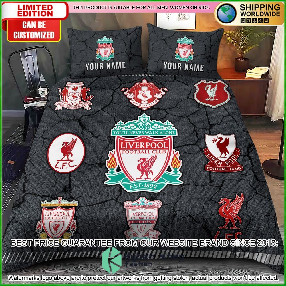 Liverpool Logo History Custom Name Crack Bedding Set - LIMITED EDITION