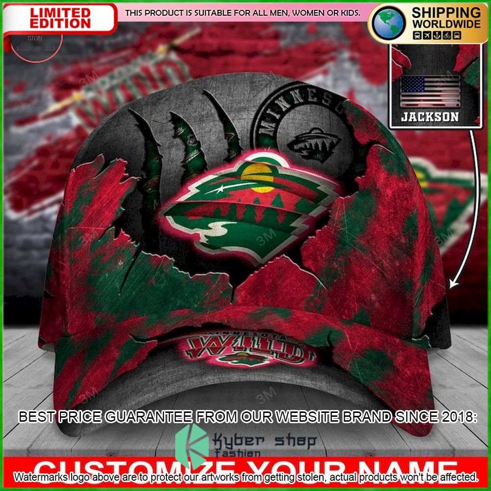 Minnesota Wild Skull NHL Custom Name Cap - LIMITED EDITION